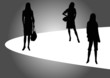 female silhouettes on catwalk female silhouettes on catwalk
