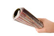 Roll of magazine in hand