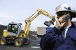 engineers and digging bulldozer