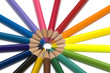 colored pencils in a round close up