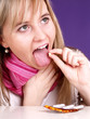 girl is taking a pill