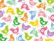 retro colorful fun icon chicks pattern