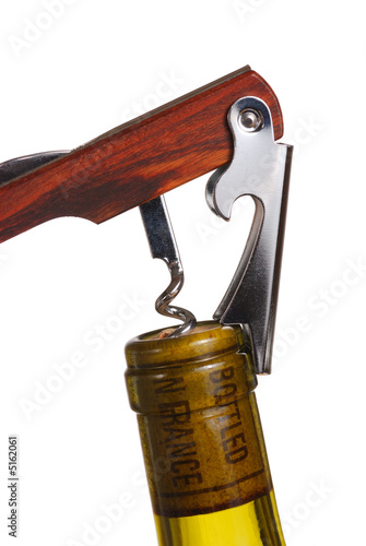 Opening a wine bottle