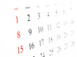 calendar page, close up