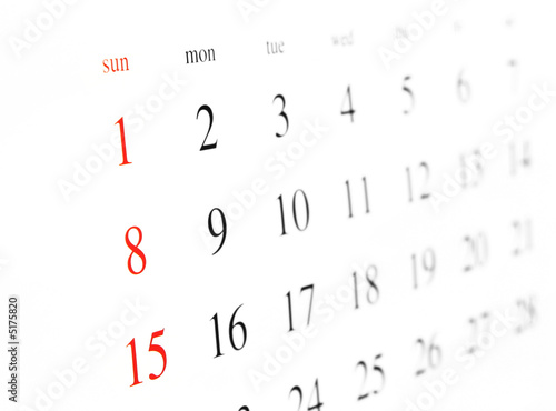 Photo: calendar page, close up calendar page, close up