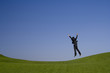 jumping high on the green