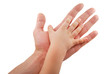 Man's hand supports kid's hand Man's hand supports kid's hand