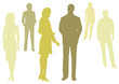 businessmen and businesswomen color silhouettes