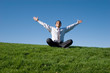 Businessman meditating