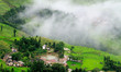 small hillside village after rain in southwest China