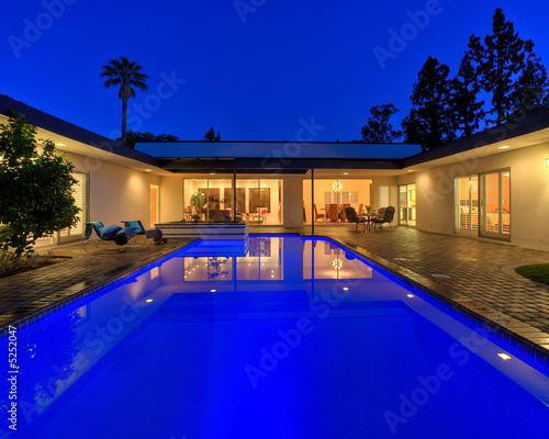 Twilight shot across a pool