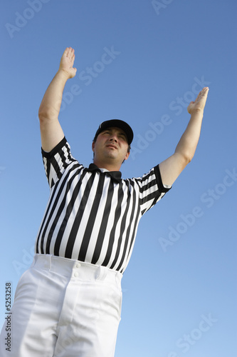 Photo: Referee Signalling Touchdown, low angle view, low angle view Referee Signalling Touchdown, low angle view, low angle view