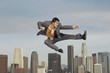 Businessman in Martial Arts Move