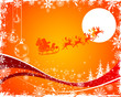 Christmas background with Santa & deers, vector illustration