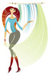 girl - curtain seller girl - curtain seller
