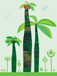 Jungle palm trees illustration.