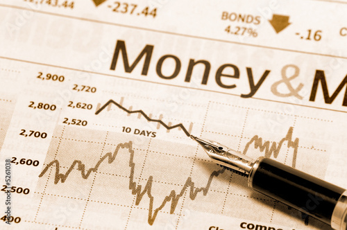 a stock market chart with a nice pen