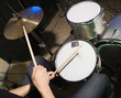 Photo: Drummer playing drumset. Drummer playing drumset.