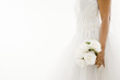 Bride holding bouquet.