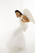 Angelic bride on swing. Angelic bride on swing.