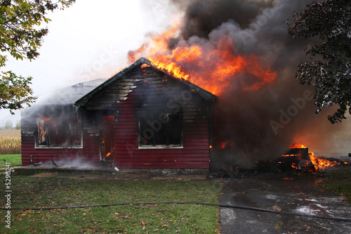 Abandoned house in flame Abandoned house in flame