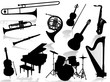 Strumenti musicali in silhouette Strumenti musicali in silhouette