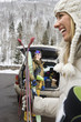 Couple going skiing.