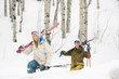 Couple on ski vacation.