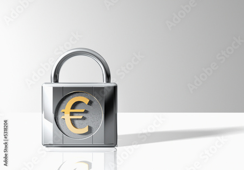 Illustration: Padlock with euro sign Padlock with euro sign