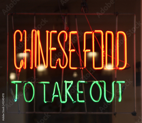Photo: neon chinese food sign in window neon chinese food sign in window