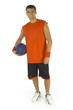 Young man holding basketball in hand