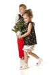 Children with a Christmas tree Children with a Christmas tree