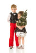 Children with a Christmas tree Children with a Christmas tree