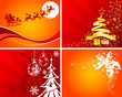 Set christmas background with Santa, mistletoe tree