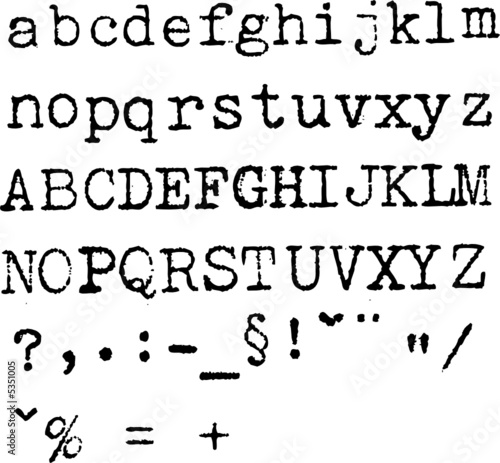 Vektor: Grunge typewriter font - letters, numbers, characters Grunge typewriter font - letters, numbers, characters