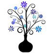 Bouquet de fleurs bleues dans un vase