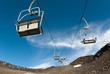 Chair skilift for skiers on the volcano Etna