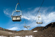 Chair skilift for skiers on the volcano Etna