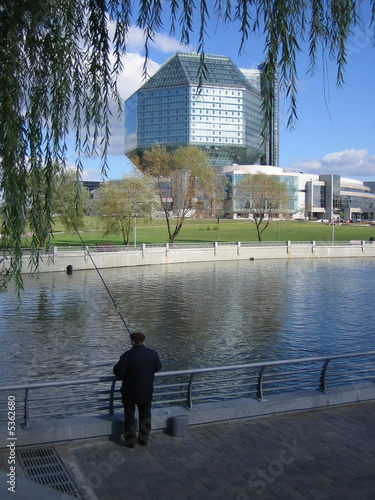 Photo: Futuristic landscape with fisherman Futuristic landscape with fisherman