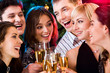 Portrait of happy young friends