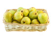 Basket of pears on a white background with Clipping Path.