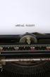 Close up of an antique typewriter with the words Annual report 