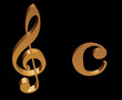 Treble clef and sign for common time