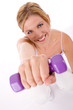 woman at fitness training with weights