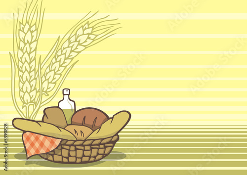 Basket of breads background
