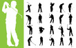 silhouettes des golfeurs en  vecteur format
