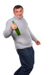 Drunk man with bottle of beer. Russian Social problem.