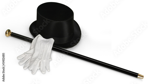 Top hat, white gloves & cane