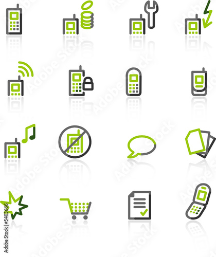 cell phone icon. green-gray mobile phone icons