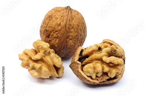 Photo: Walnut close-up, isolated on white Walnut close-up, isolated on white